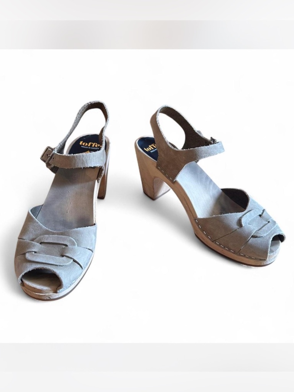 💜 Swedish Hasbeens Toffel Peep Toe Sling Back Clog (38/US 7.5-8)